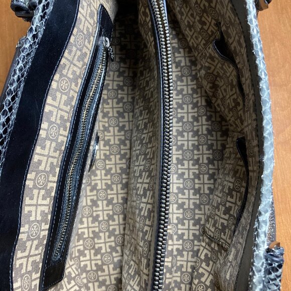 Tory Burch Leather Amanda Satchel Snake Skin Print Purse Handbag - Picture 6 of 12